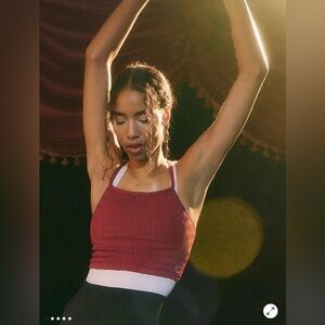 Free People Movement Femme Ruched Red Sports Bra Tank Women's Size XS